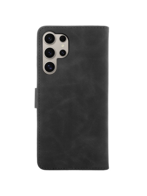 Черен калъф тип тефтер за телефон Smart Velvet за Samsung S24 Ultra с място за карти и банкноти