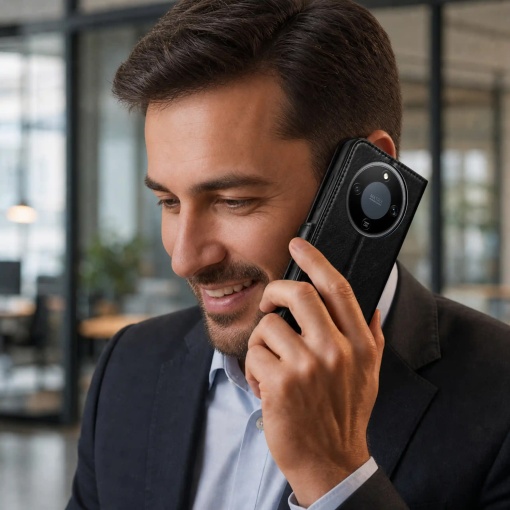 Черен Калъф "Genuine Leather" за Honor Magic 8 Lite - Img 5