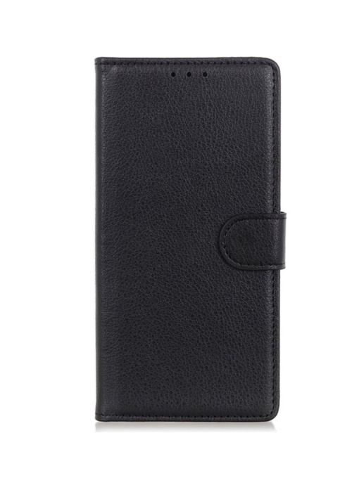 Черен кожен калъф тип тефтер за телефон Fancy за Motorola Moto G54 с магнитно затваряне