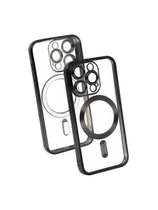 Electro Mag гръб с вграден протектор за камерата и черен кант за iPhone 16 за защита на дисплея от удар