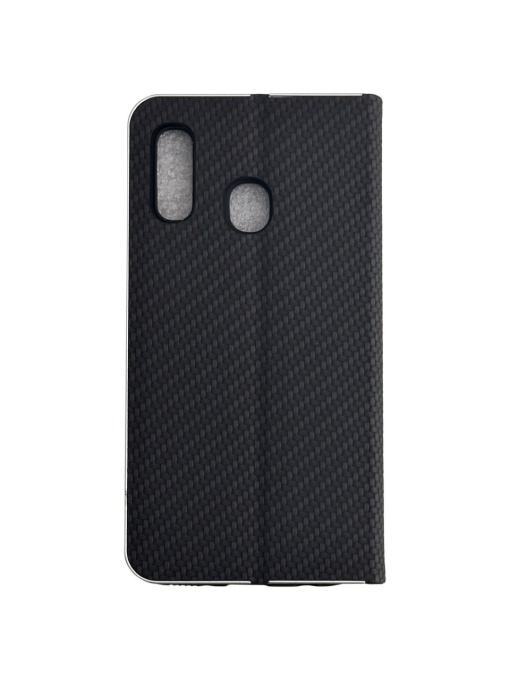 Kалъф тефтер черен CARBON WITH FRAME за Samsung A20e с магнитно затваряне