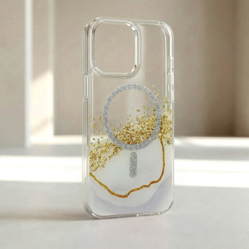 Елегантен "Epoxy Mag Case" гръб в бяло за iPhone 15 - Img 4