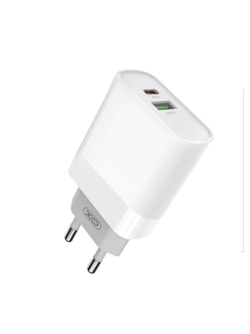 Зарядно устройство XO L64 кабел USB C 20W QC3 0 PD white за бърз пренос на данни