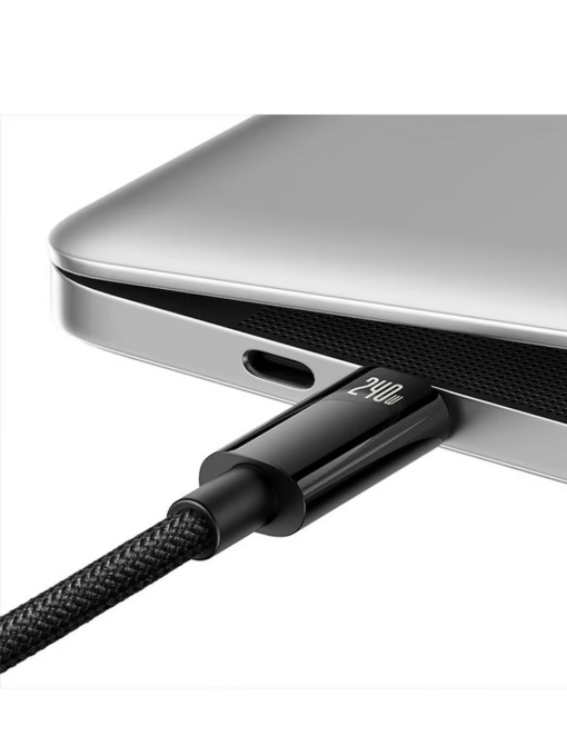 Кабел Baseus Tungsten USB C към USB C 240W 1 m черен със здрава оплетка