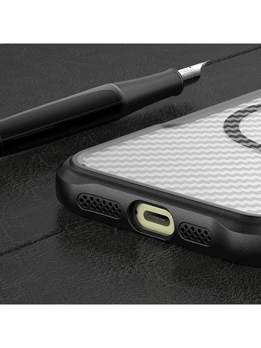 Карбонов калъф Defender Carbon с MagSafe за iPhone 15 Pro със защита от удари и надрасквания