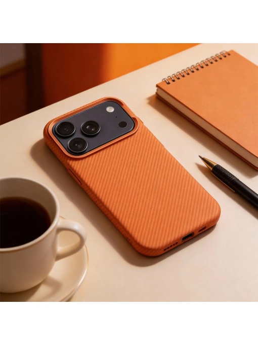 Оранжев Гръб Kevlar Case HC за iPhone 17 Pro - Img 3
