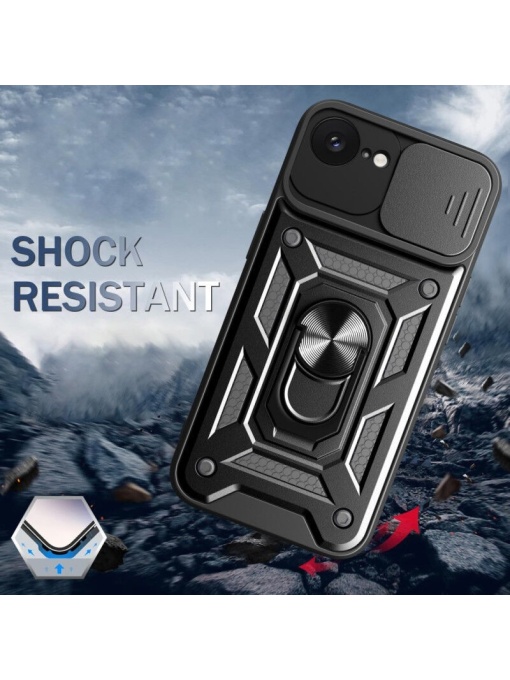 Противоударен черен калъф Camera Cover за iPhone 16e със защита от удари и надрасквания