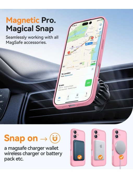 Светло Розов Mag Safe с предпазно стъкло на камерата за iPhone 17