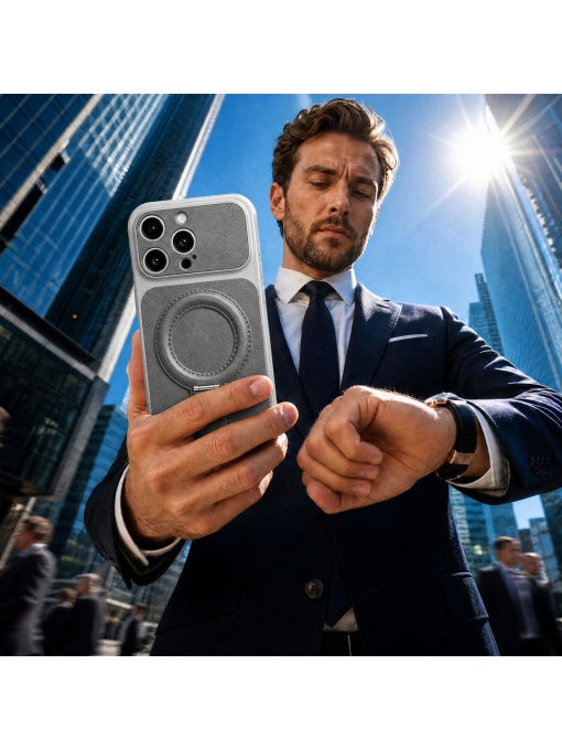 Сив Гръб "LUXGRIP Mag Case" за iPhone 15 - Img 3