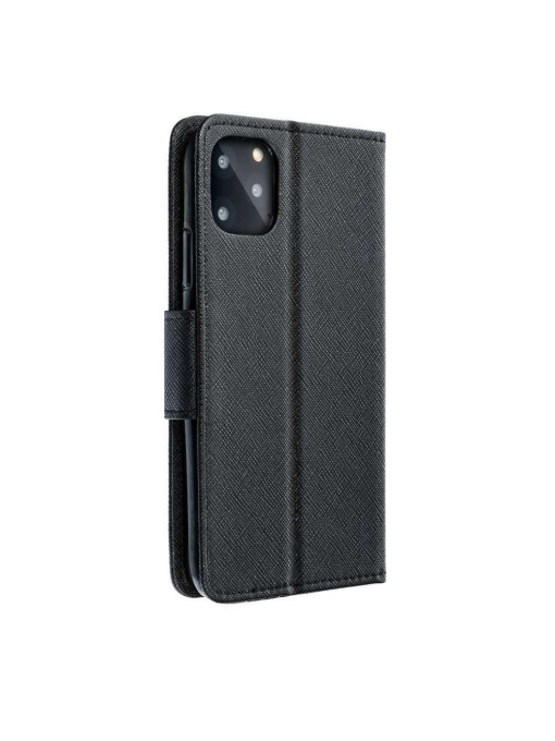Черен калъф тип тефтер Fancy за Realme C30 за защита на дисплея и гърба