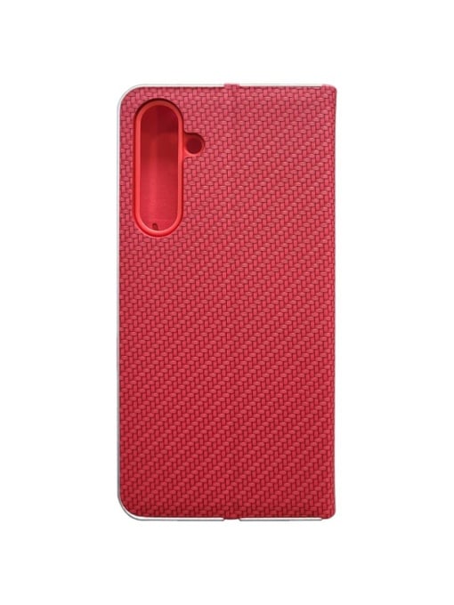 Kалъф тефтер червен CARBON WITH FRAME за Samsung A25 с магнитно затваряне