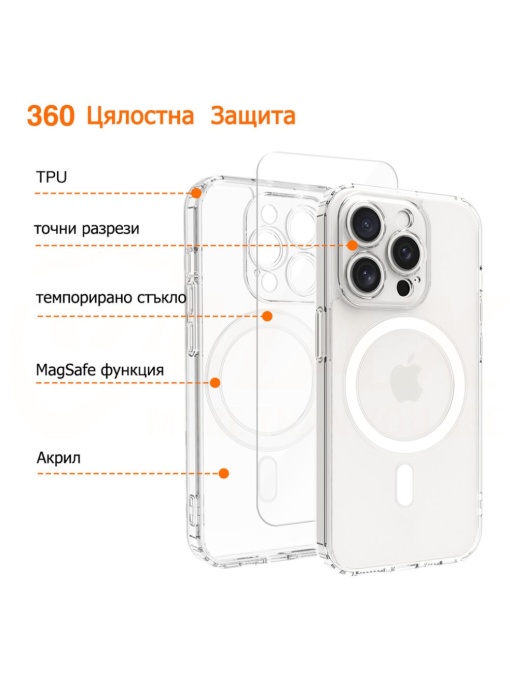VMax комплект гръб и протектор за iPhone 16 Pro Max с олеофобно покритие против отпечатъци