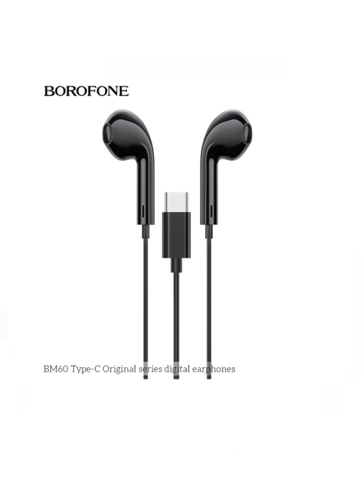 Жични слушалки Borofone BM60 TYPE C Черни за бърз пренос на данни
