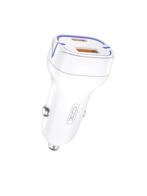 Зарядно за автомобил 12V XO CC37 20W USB A USB C 3A със здрава оплетка