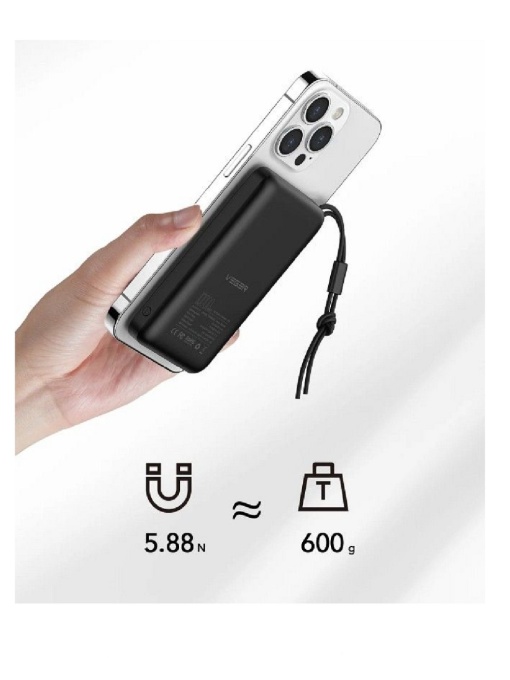 Преносима батерия VEGER с безжично зареждане MagSafe 10000mAh PD QC3 0 2A 20W със защита от удари и надрасквания