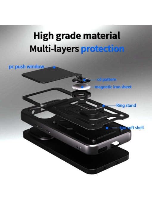 Противоударен черен гръб Camera Cover за Honor 400