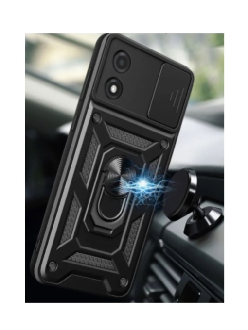 Противоударен черен гръб Camera Cover за Motorola Moto E13