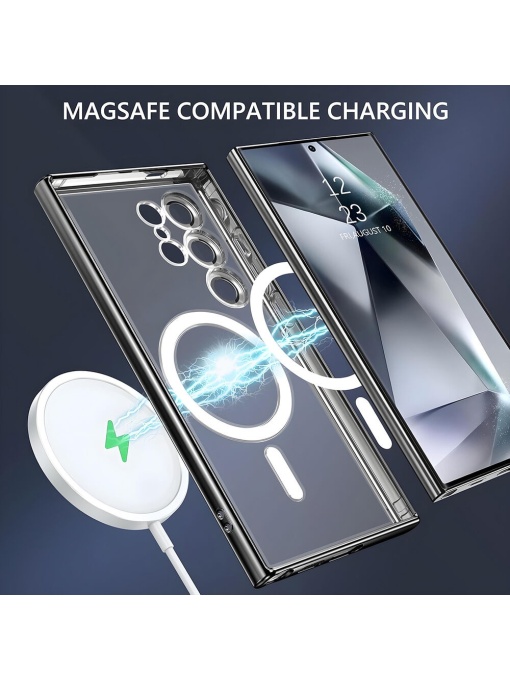 Сив калъф Electro Mag с предпазни стъклени протектори на камерите и функция за бързо за Samsung S24 Ultraя – изглед 3