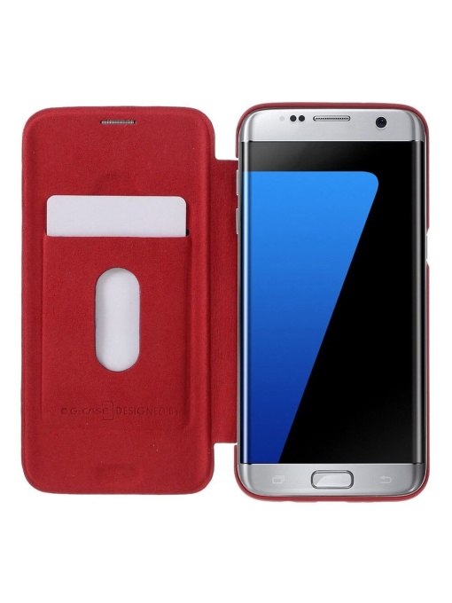 Червен Кожен Калъф G Case за Samsung S7 Edge със защита от удари и надрасквания