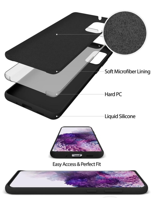 Черен Силиконов калъф POLY за Samsung S20