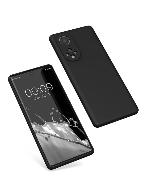 Черен силиконов калъф Poly с велур отвътре за Huawei Nova 9 Honor 50