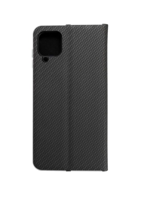 Kалъф тефтер черен CARBON WITH FRAME за Samsung A12 с място за карти и банкноти