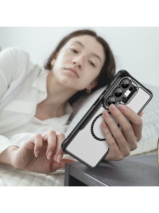 Карбонов калъф Defender Carbon с MagSafe за Samsung Galaxy S26 Ultra с прецизни изрязвания за камера и бутони