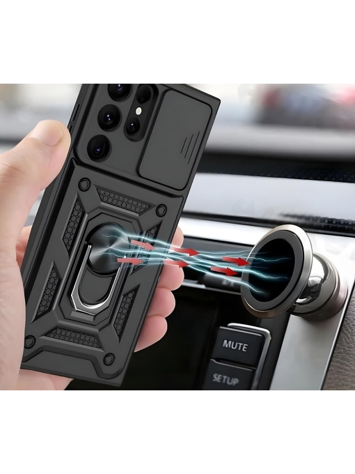 Противоударен черен кейс Camera Cover за Samsung S25 Ultra