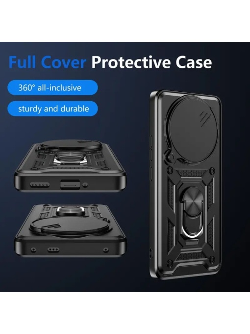 Противоударен черен гръб Camera Cover за Xiaomi Redmi Note 14 Pro 4G