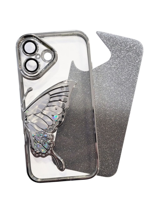 Сребърен калъф Пеперуда с Плаващ Елемент за iPhone 16