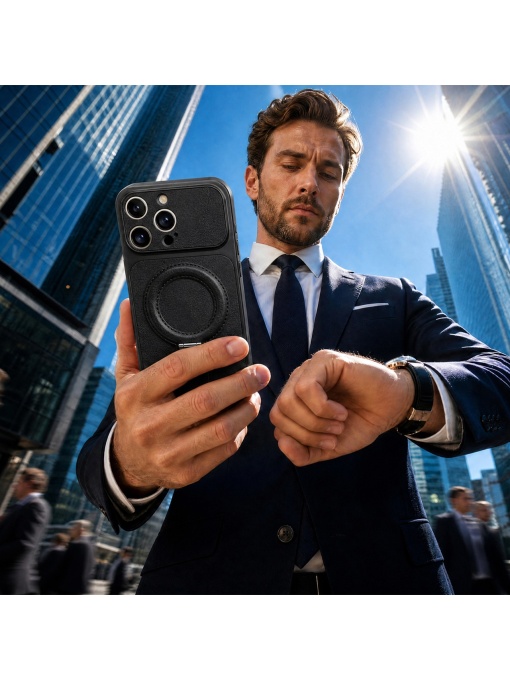 Черен Гръб "LUXGRIP Mag Case" за iPhone 15 - Img 3