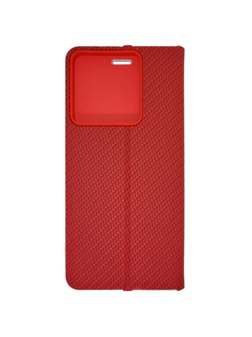 Kалъф тефтер червен CARBON WITH FRAME за Xiaomi Redmi Note 13 Pro 5G с място за карти и банкноти