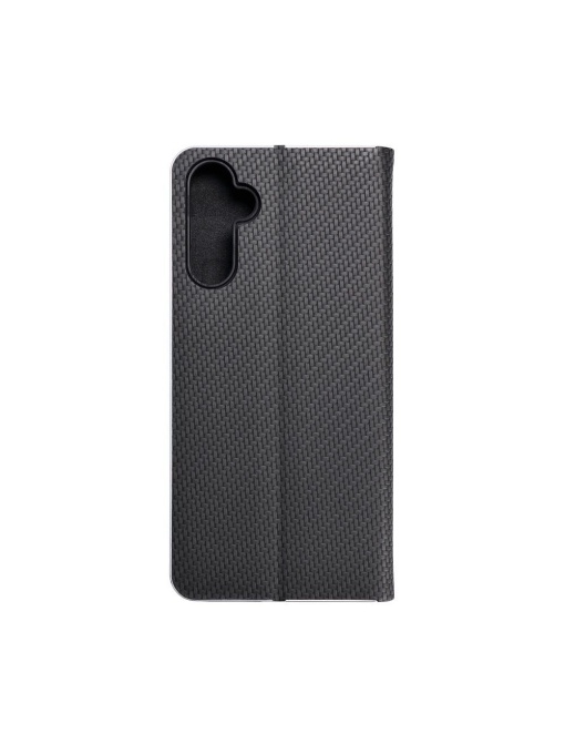 Kалъф тефтер черен CARBON WITH FRAME за Samsung A14 с място за карти и банкноти
