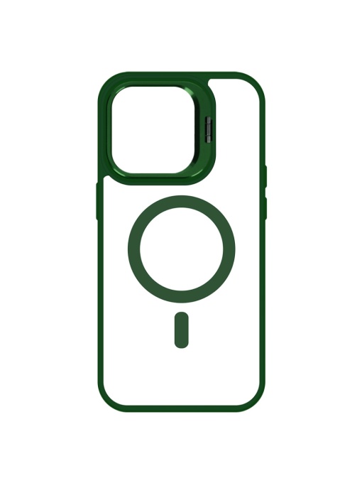 Зелен кейс Kickstand Luxury MagSafe за iPhone 15 Pro