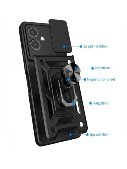 Противоударен черен гръб Camera Cover за Motorola Moto G54 със защита от удари и надрасквания