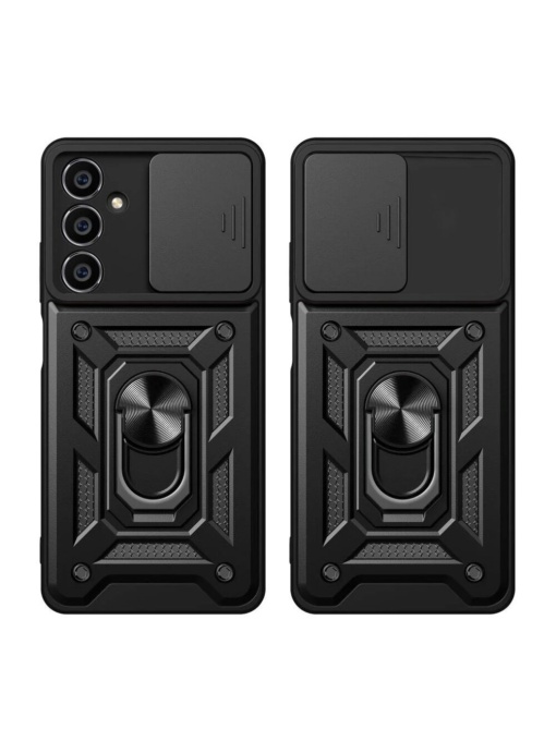 Противоударен черен гръб Camera Cover за Samsung Galaxy S25 FE с прецизни изрязвания за камера и бутони