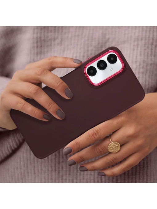 Тъмно Лилав гръб Satin Case за Samsung A14 4G 5G със защита от удари и надрасквания