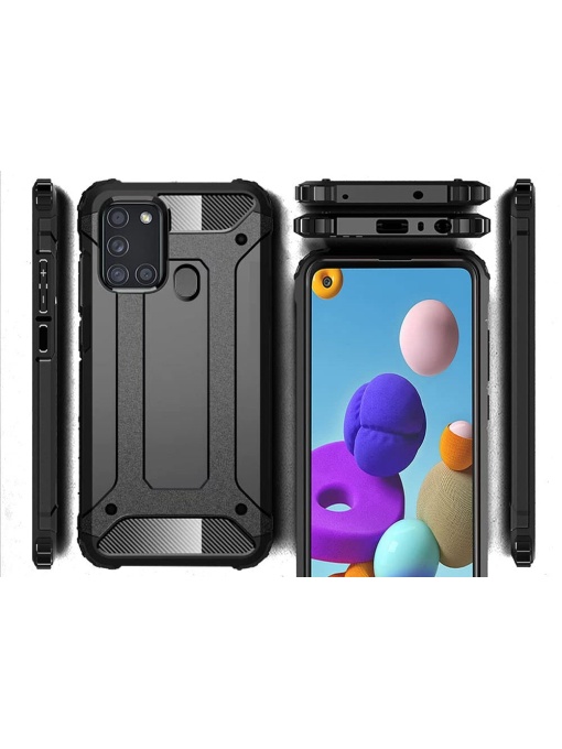 Удароустойчив черен гръб Bronya за Samsung Galaxy A21s
