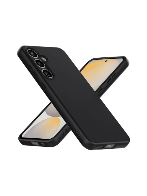 Черен силиконов кейс Poly с велур отвътре за Samsung S25