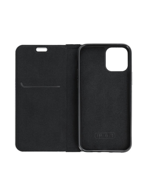 Kалъф тефтер черен CARBON WITH FRAME за IPHONE 11 с място за карти и банкноти