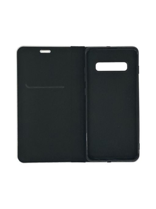 Kалъф тефтер черен CARBON WITH FRAME за Samsung S10 Plus с място за карти и банкноти