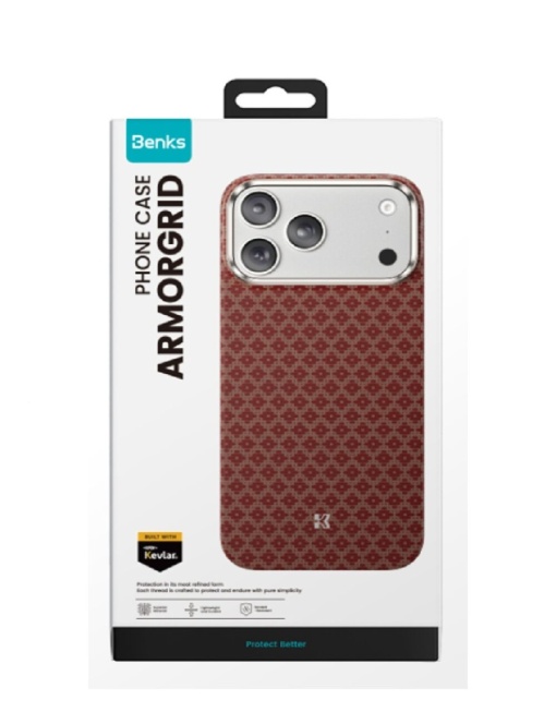 Kevlar Benks Case MagSafe за iPhone 17 Pro Max orange с тънък профил и лек дизайн