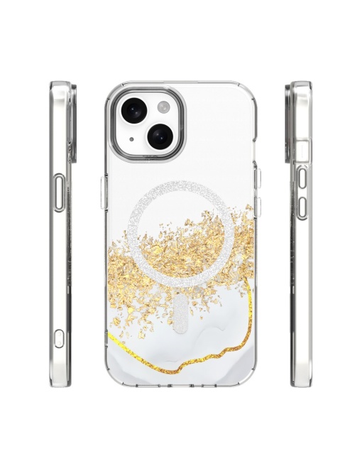 Елегантен "Epoxy Mag Case" гръб в бяло за iPhone 15 - Img 2