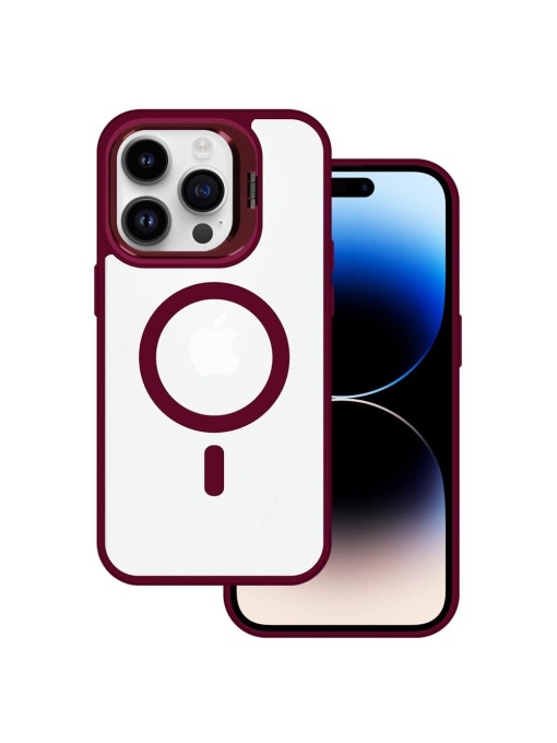 Червен кейс Kickstand Luxury MagSafe за iPhone 15 Pro със защита от удари и надрасквания