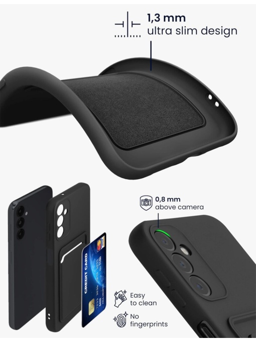 Черен калъф Card Case за Samsung A14 4G 5G