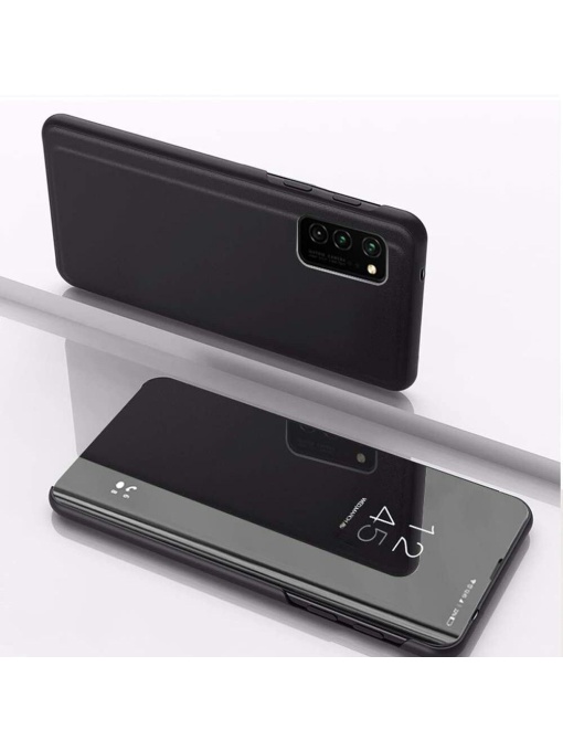 Черен Тефтер Clear View за Samsung A22 5G за защита на дисплея и гърба
