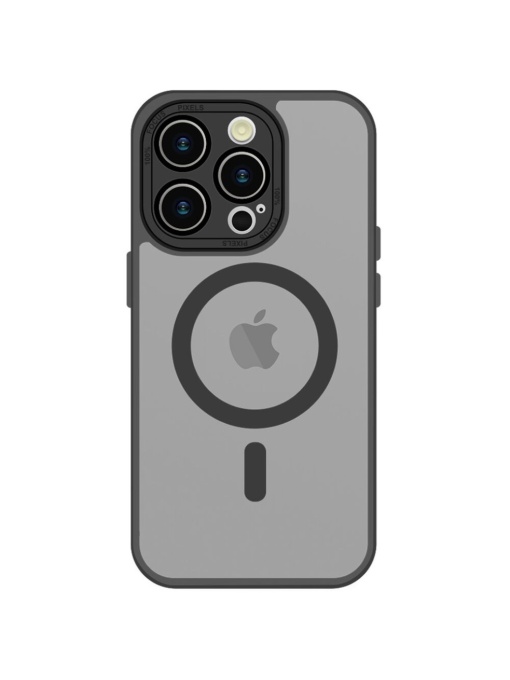 Черен Mag Safe с предпазно стъкло на камерата за iPhone 16 Pro Max с прецизни изрязвания за камера и бутони