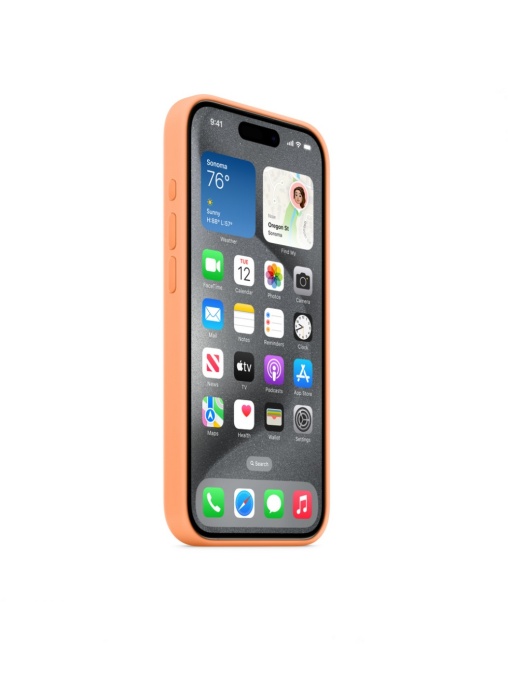 Елегантен Оригинален гръб за iPhone 15 Pro Max Портокалово оранжево