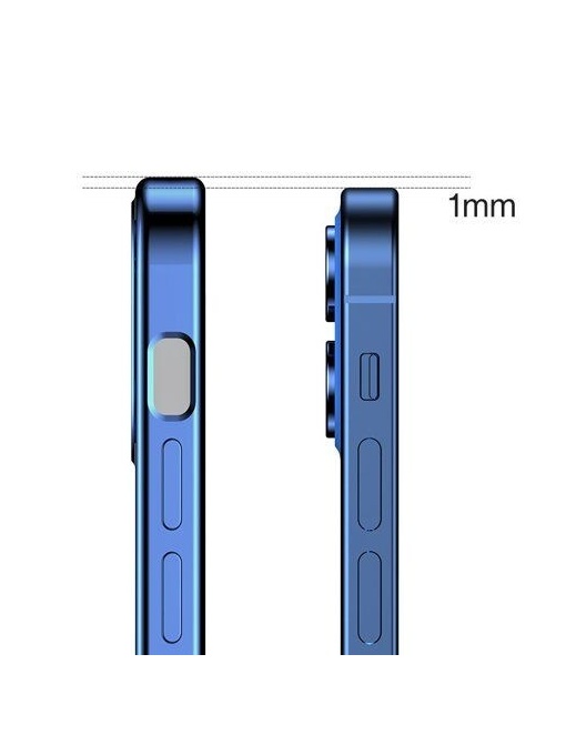 Прозрачен гръб JOYROOM със стъклено покритие на камерата и синя рамка за IPHONE 12 Pro