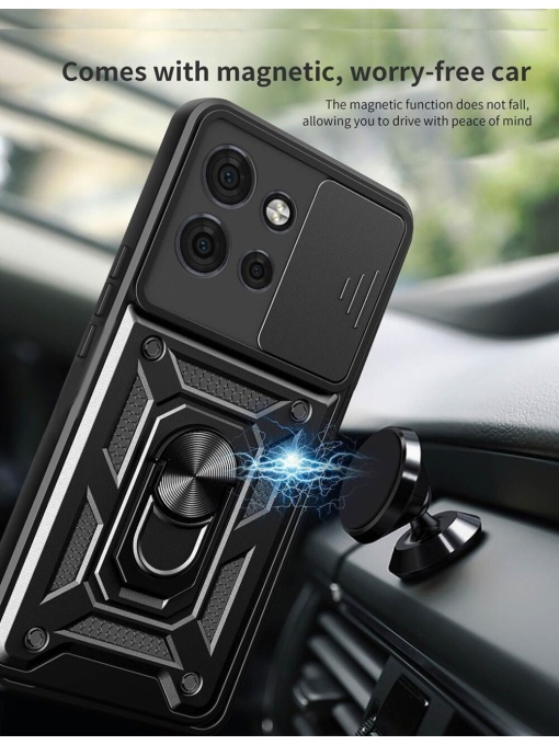 Противоударен черен гръб Camera Cover за Moto G75